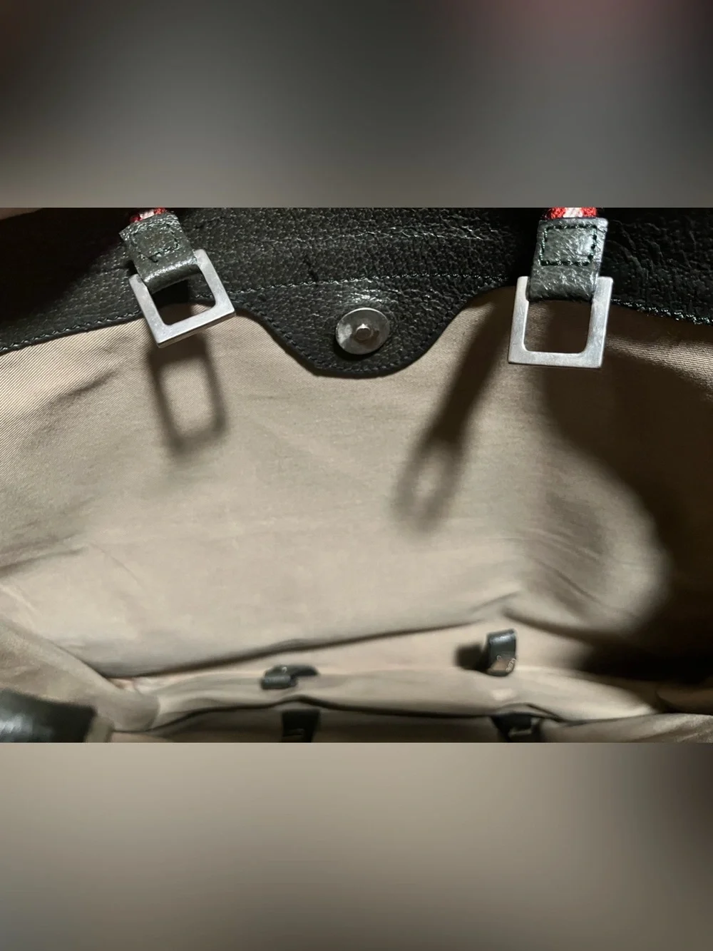 Bally Black Leather Tote Bag with Red Strap Accents